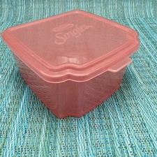 Vtg Kraft Cheese Singles Plastic Storage Container Keeper Hinged Lid Clear Pink picture