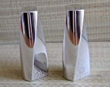Rare Nambe Salt/Pepper Shakers Modern Helix Shape Designed by Fred Bould-2004 picture