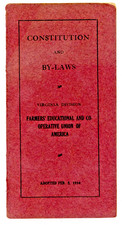 Farmers Educational & Co-operative Union of America Virginia Div. 1914 by-laws picture