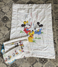 1984 Dundee Disney Babies Crib Comforter & Blanket Satin Trim w Sheet Vintage picture