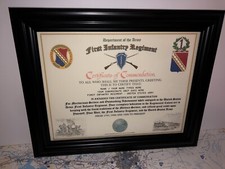 1ST INFANTRY REGIMENT / COMMEMORATIVE - CERTIFICATE OF COMMENDATION picture