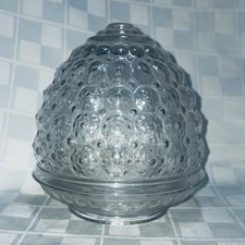 Vtg MCM ~Clear Glass Floral Acorn Beehive Ceiling Light Shade Globe 3.25