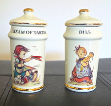 M.J. Hummel ARS AG 1987 Dill & Cream of Tartar Spice Jar Set 2 w/ Lids picture
