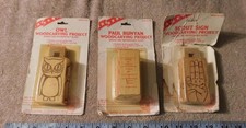 Vintage Boy Scouts America Wood Carving Neckerchief Slide Paul  Bunyan Owl Sign picture