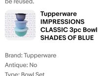 Tupperware IMPRESSIONS CLASSIC 3pc Bowl SHADES OF BLUE picture