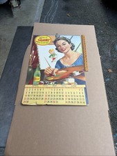Vintage 1956 Squirt Soda Advertising Calendar Sign Apr-Dec Pinup  20” x 13” picture