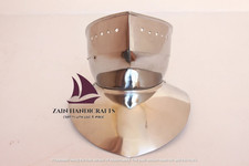 ZAIN Medieval Steel Knight Gorget With Bevor Reenactment Silver Halloween Gift picture