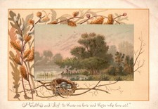 1880s-90s Eggs in a Nest Tree Limbs Health & Joy to Those We Love Trade Card picture