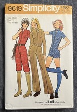 Vintage 1970s Simplicity Pattern 9619 Junior' JUMPSUIT in 3 Lengths 11/12 Retro picture