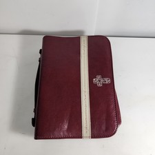 Large NOS Burgundy Faux Leather Bible Cover Features John 3:16 picture