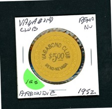 Vintage $5.00 Vagabond Club, Nevada Casino Chip picture