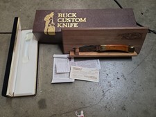 VINTAGE BUCK 110 CUSTOM WORLD RECORD BASS KNIFE #292/500 GOLD ETCH COA... picture
