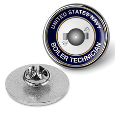 U.S. Navy Boiler Technician Tie Tac, Hat Pin, Badge, Military Lapel Pin - Silver picture