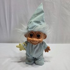 Russ Bedtime Troll Doll Blue With Teddy Bear picture