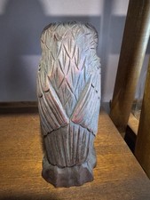 ANTIQUE VINTAGE BLACK FOREST EUROPEAN LARGE WOOD CARVED OWL SCULPTURE picture