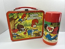 Vintage 1972 Woody Woodpecker Metal Lunchbox Lunch Box Thermos picture
