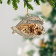 Personalize Cockapoo Dog Sleeping Angel Ornament, Cockapoo Angel Wings Ornament picture