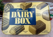 Vtg ROWNTREE’S DAIRY BOX Candies Hinged Lid Tin with RARE PAPER INSERT picture