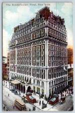1912 THE KNICKERBOCKER HOTEL TROLLEY CAR NEW YORK CITY ANTIQUE POSTCARD picture