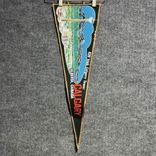 Vintage Calgary Tower Alberta Canada Pennant OS Black Souvenir Black Japan Made picture