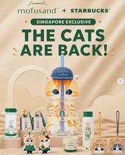 NEW Starbucks Singapore Mofusand Collaboration Tumbler Glass Mug Bottle Keychain picture