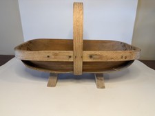 Vintage Putney Vermont Baskerville Old  Wooden Trug Garden Basket picture