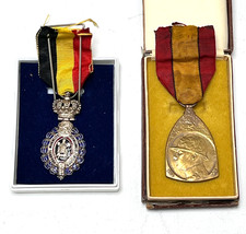 Belgium WWI 1914-1918 Commemorative Medal + Labour Decoration 2nd Class Cased picture