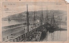 Brixham Devon England Sea Wall Fishing Boats UK USA Dual Stamp Vtg Postcard J55 picture
