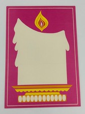 Vintage Happy Birthday Greeting Card Stylized Candle Magenta 1960s 1970s picture