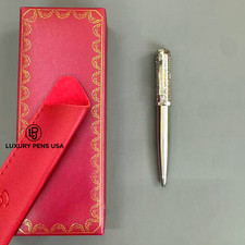 CARTIER Santos Engraved All Metal Silver Tone Ballpoint Pen HOT Rare VIP picture