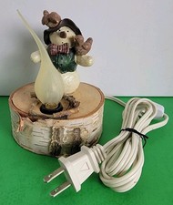 Vintage Snowman Campfire Light Christmas Decor On A Birch Base picture