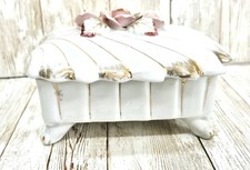 Vintage Porcelain Trinket Vanity Pink With Gold Vintage Footed picture