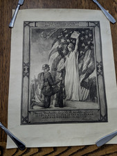Antique Original World War 1 Wounded In Action Certificate (17 X 22) 1919 picture