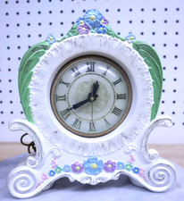 Nice Vintage Working  Lanshire Model XL7 Electric Clock & Motor W/ Floral Base U picture