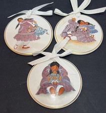 3 Vintage Barbara Lavallee Mama Do You Love Me Porcelain Christmas Ornaments Lot picture