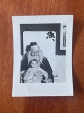 Tiny Vtg Found Photo 1940s Santa Baby ID'd Wakefield Christmas 3 x 2 picture