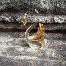 Vintage Collectible  Hand Blown Art Glass Swan Miniature Figurine picture