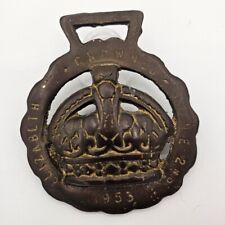 4 Vintage Horse Bridle Brass Queen Elizabeth II Coronation Crown Hound  Cross picture