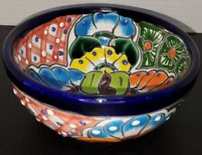 MEXICAN TALAVERA POTTERY HAND PAINTED  BOWL FLORAL 5.5
