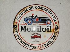 Vintage Mobiloil Porcelain Sign Gargoyle Mobilgas Esso Mobil Race Engine Gas Oil picture