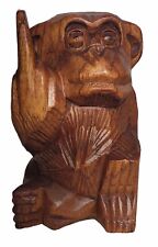 6 Inch Rude Monkey Flipping The Bird Middle Finger Wooden Statue WorldBazzar (B) picture