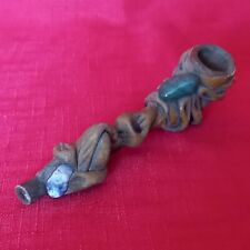 CHARMING/VINTAGE HANDMADE POTTERY & WOOD DESIGN SMOKING PIPE picture