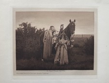 1910 Original Photogravure | Edward Curtis | With Her Proudly Decked Horse Cayus picture