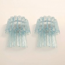 Fantastic pair of Murano Glass Tube wall sconces - 13 blue glass tube picture