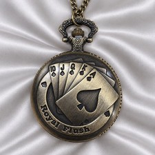 Vintage-Style Playing Card Pocket Watch with Chain necklace picture