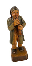 Vintage Hand Carved Men Playing Instrument Wooden Figurine, Italian Folk Art picture