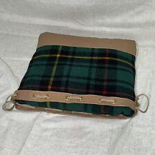 VTG Faribo Green Tartan Plaid Wool Stadium Throw Blanket In Leather Carry Bag  picture