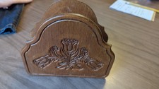 Vintage 70's Wooden Napkin Holder 5 1/2 x 6 1/2