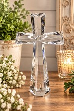 Vintage Telaflora Bohemian Czech Crystal Cross – 7.5” Clear Glass picture