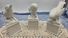 Vintage Paul Hanson Italy Porcelain White Bird Figurines Set of 3 Mid Century picture